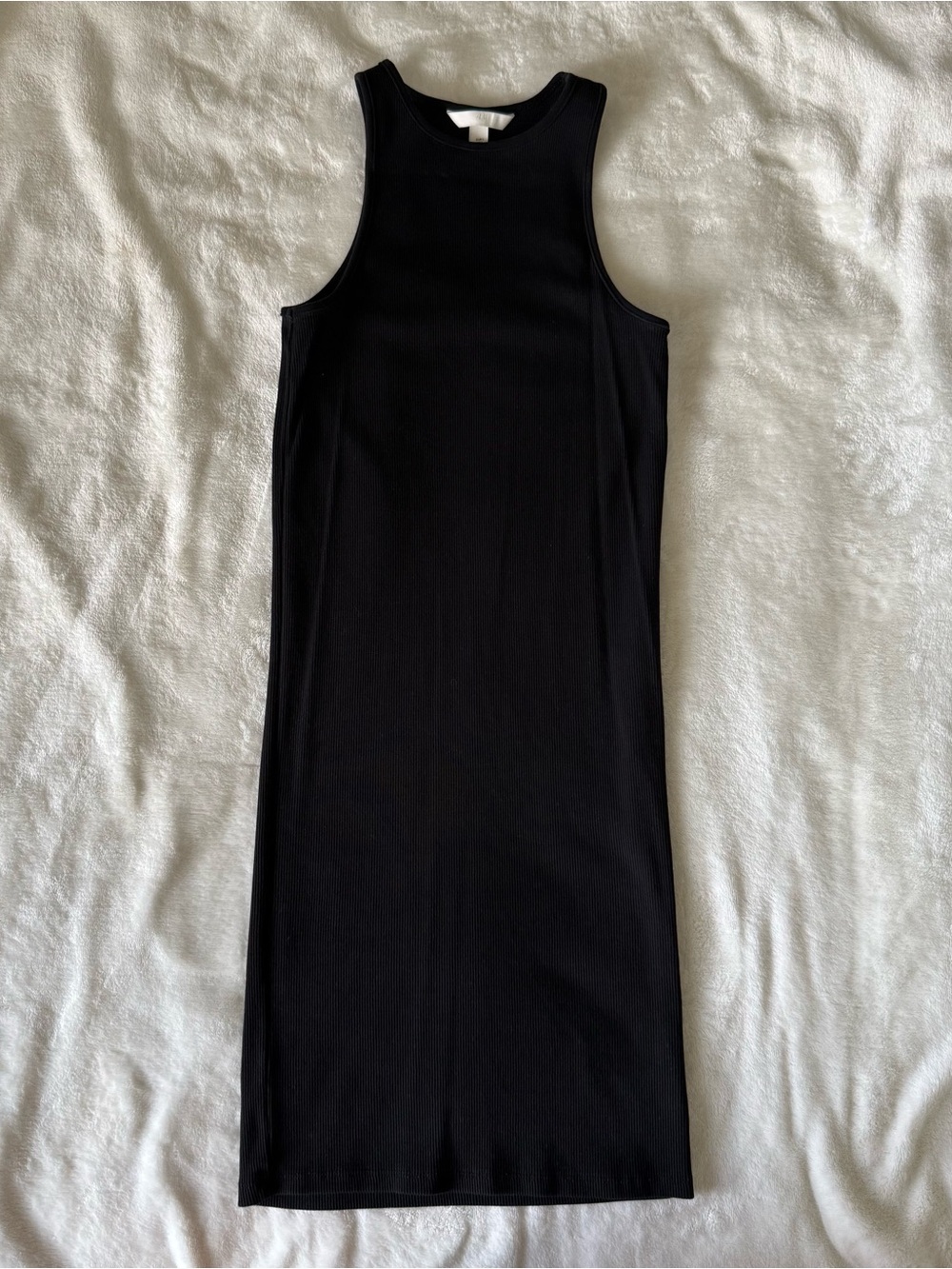 H&M Black Sleeveless Ribbed Midi Dress
